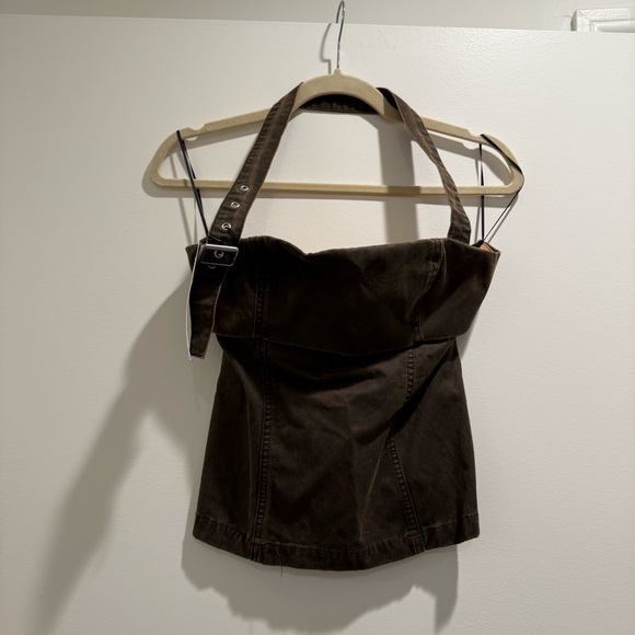 Brown/Dark Green Halter Top - Picture 1 of 3